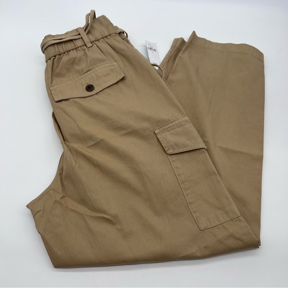GAP Women's 6 Pocket Tan 100% Cotton Cargo Pants Double Belt-Size 4
